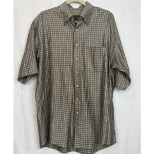 Scott Barber Men's L Short Sleeve Button Down Shirt Plaid 100% Cotton Glen Check